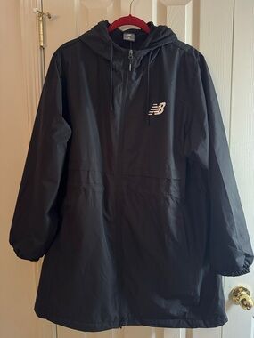 New Balance Windbreaker Jacket 3X Black Hooded Full Zip Lightweight NWT